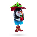 Stylish Penguin Glass Christmas Ornament