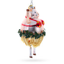 Pig Dancing in a Bra Glass Christmas Ornament