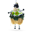 Cow in Grass Skirt and Floral Bikini Glass Christmas Ornament