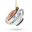 Steaming Cappuccino Cup Glass Christmas Ornament