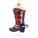 Western Cowboy Boot Glass Christmas Ornament