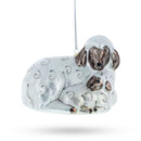 Sheep Family Glass Christmas Ornament