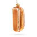Hot Dog with Mustard Glass Christmas Ornament