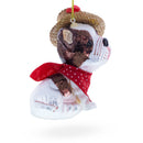 Dapper Boston Terrier in Hat Glass Christmas Ornament