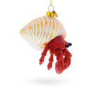 Tropical Orange Hermit Crab Glass Christmas Ornament