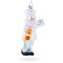 Chef Santa Serving a Festive Feast Glass Christmas Ornament