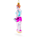 Retro Fitness Weightlifter Glass Christmas Ornament