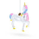 Rainbow Unicorn Glass Christmas Ornament