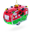 Camper Trailer with Lights Glass Christmas Ornament