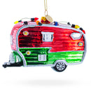 Camper Trailer with Lights Glass Christmas Ornament