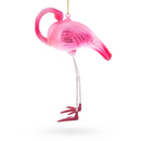 Pink Flamingo Glass Christmas Ornament