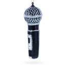 Black Microphone Glass Christmas Ornament