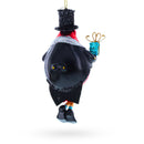 Penguin in Black Hat Glass Christmas Ornament