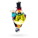 Penguin in Black Hat Glass Christmas Ornament