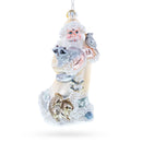 Woodland Santa with Forest Friends Glass Christmas Ornament