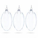 Set of 3 Oval Flat Discs Clear Glass Christmas Ornament, 5 Inches