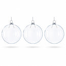 Set of 3 Clear Glass Flat Disc Medallion Christmas Ornaments