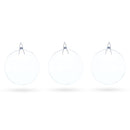 Set of 3 Flat Disc Clear Glass Christmas Ornaments 5.4 Inches (140 mm)