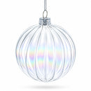 Set of 3 Iridescent Clear Glass Ball Christmas Ornaments 3.6 Inches