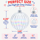 Set of 3 Iridescent Clear Glass Ball Christmas Ornaments 3.6 Inches