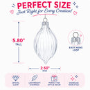 Set of 3 Striped Rhombus Finial Clear Glass Ornament 5.8 Inches