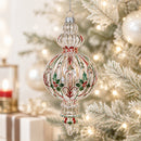 Triple Finial Clear Glass Christmas Ornament 6.7 Inches (170 mm)
