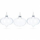 Set of 3 Onion Shape Clear Glass Christmas Ornament 4.15 Inches