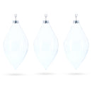 Set of 3 Oval Icicle Clear Glass Christmas Ornament 5.4 Inches (137 mm)