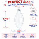 Set of 3 Oval Icicle Clear Glass Christmas Ornament 5.4 Inches