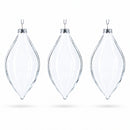 Set of 3 Oval Icicle Clear Glass Christmas Ornament 5.4 Inches