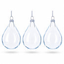 Set of 3 Water Drop Clear Glass Ornament 4.5 Inches