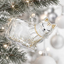 Cat in Scarf Clear Glass Christmas Ornament