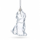 Dog with Festive Bow Clear Glass Christmas Ornament