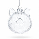 Mini Cat Head Clear Glass Christmas Ornament