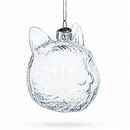 Mini Cat Head Clear Glass Christmas Ornament
