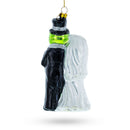 Frog Bride and Groom Glass Christmas Ornament