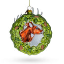 Reindeer Wreath Glass Christmas Ornament