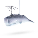 Whale Spouting Water Glass Christmas Ornament