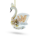 Royal Swan Adorned with Pearls Glass Christmas Ornament
