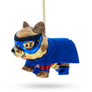 Super Pup in Blue Cape Glass Christmas Ornament