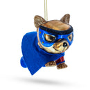 Super Pup in Blue Cape Glass Christmas Ornament