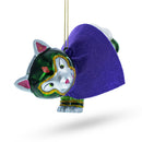 Super Dog in Green Mask Glass Christmas Ornament
