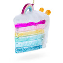 Vibrant Rainbow Layer Cake Glass Christmas Ornament