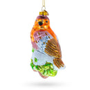 Songbird on Branch Glass Christmas Ornament