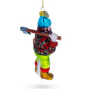 Rugged Lumberjack Carrying Log Glass Christmas Ornament