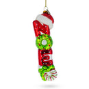 Noel Sign Topped with Santa Hat Large Glass Christmas Ornament