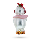 Snowwoman with Wreath Glass Christmas Ornament