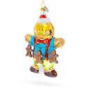 Jolly Gingerbread Man Glass Christmas Ornament