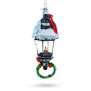 Red Cardinal Perched on Snow-Capped Lantern Glass Christmas Ornament