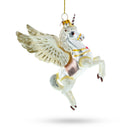 White Unicorn Glass Christmas Ornament